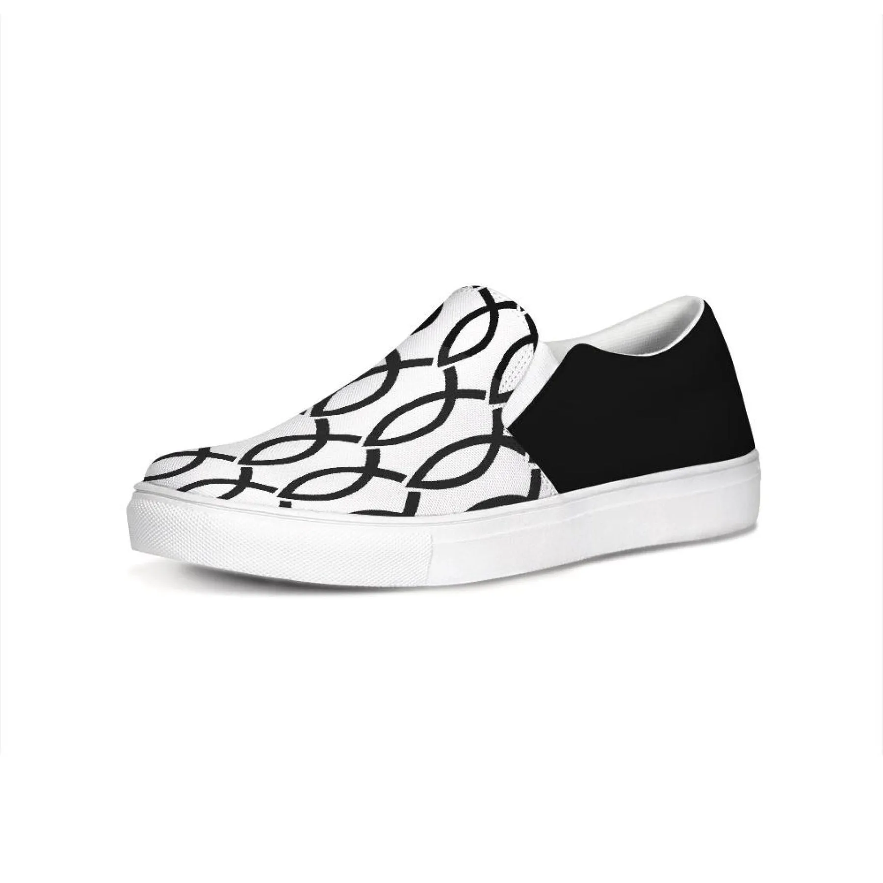 Uniquely You Womens Sneakers - Black & White Ichthys Style Low Top