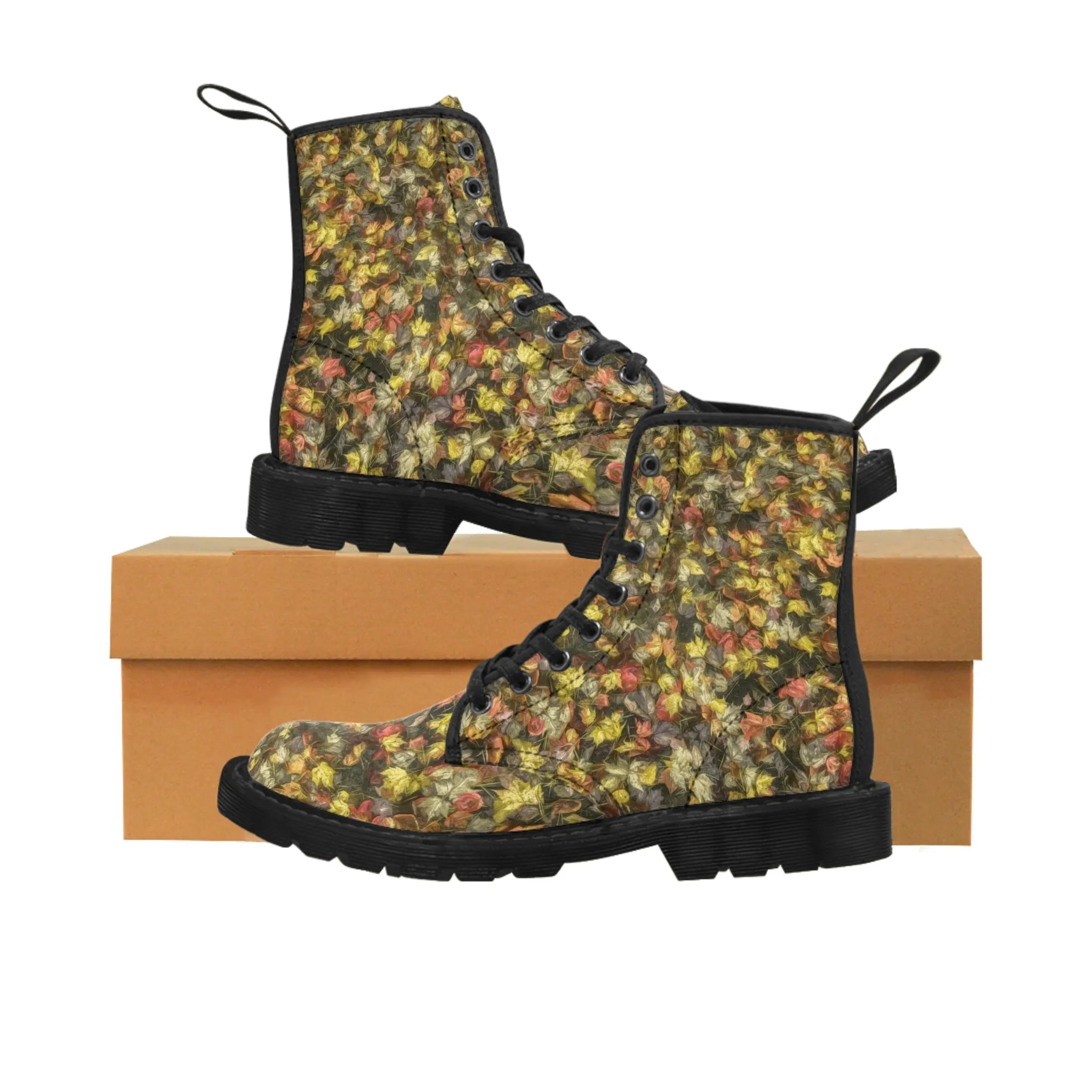 Van Gogh Leaves of Fall Women's Canvas Boots