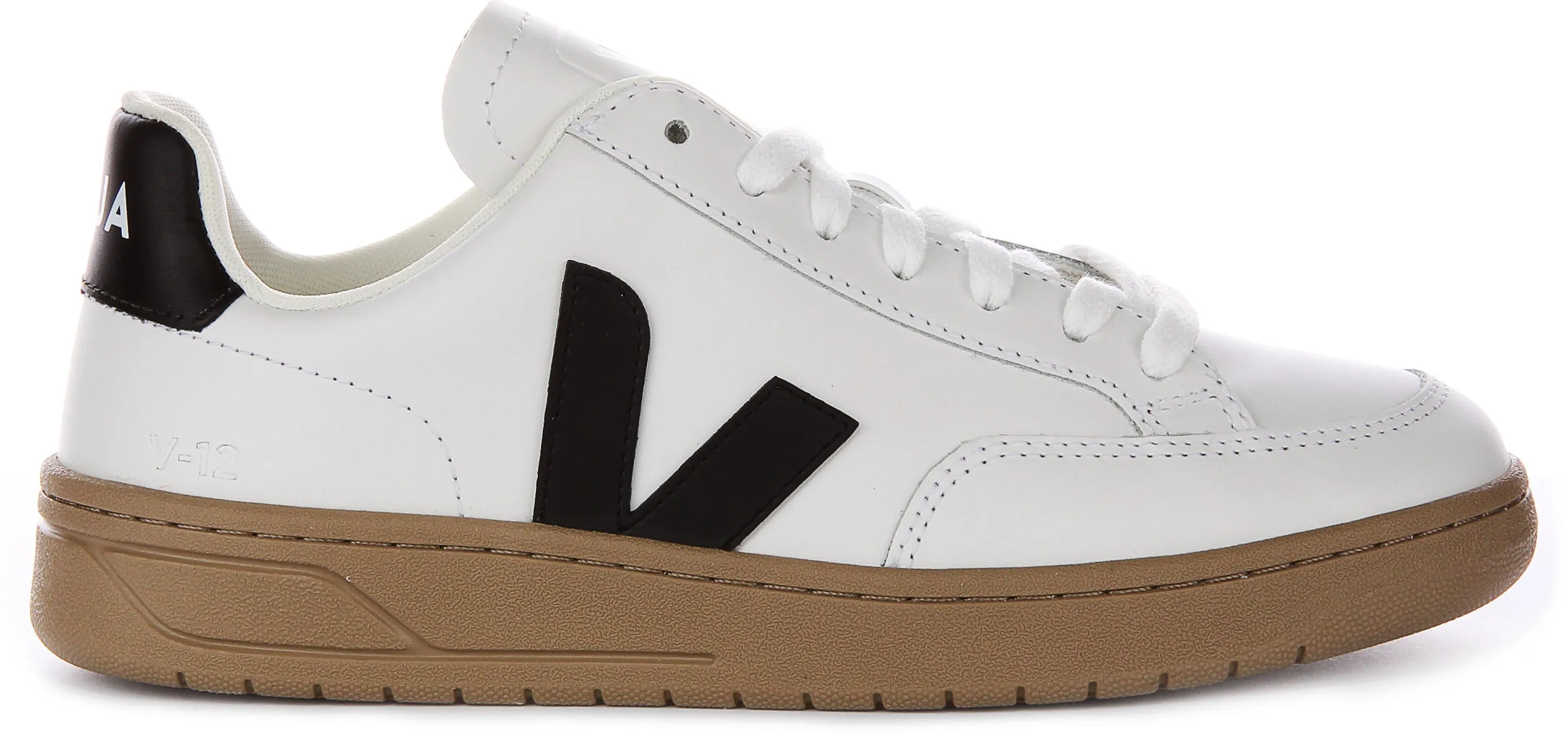 Veja V-12 Leather In White Black For Men