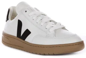 Veja V-12 Leather In White Black For Men