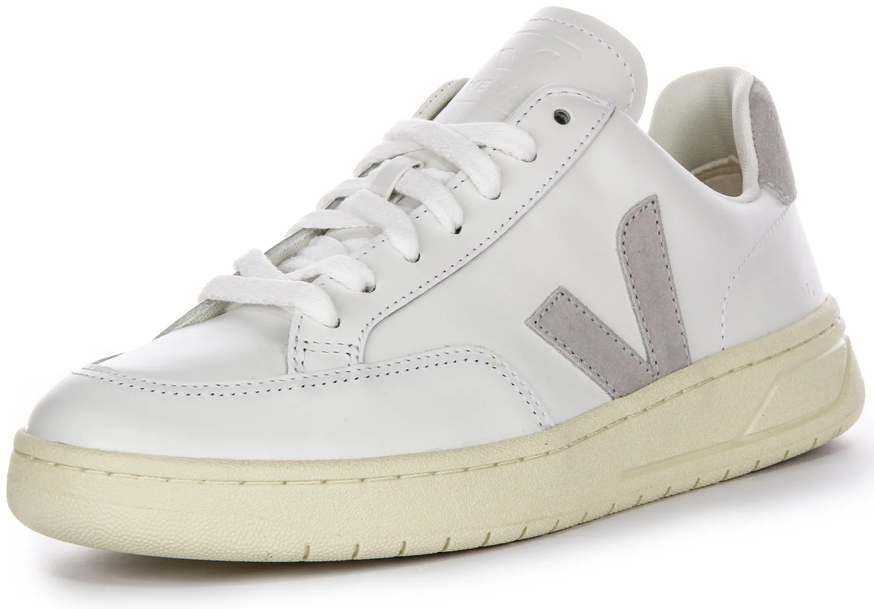 Veja V 12 Leather In White Light Grey For Men