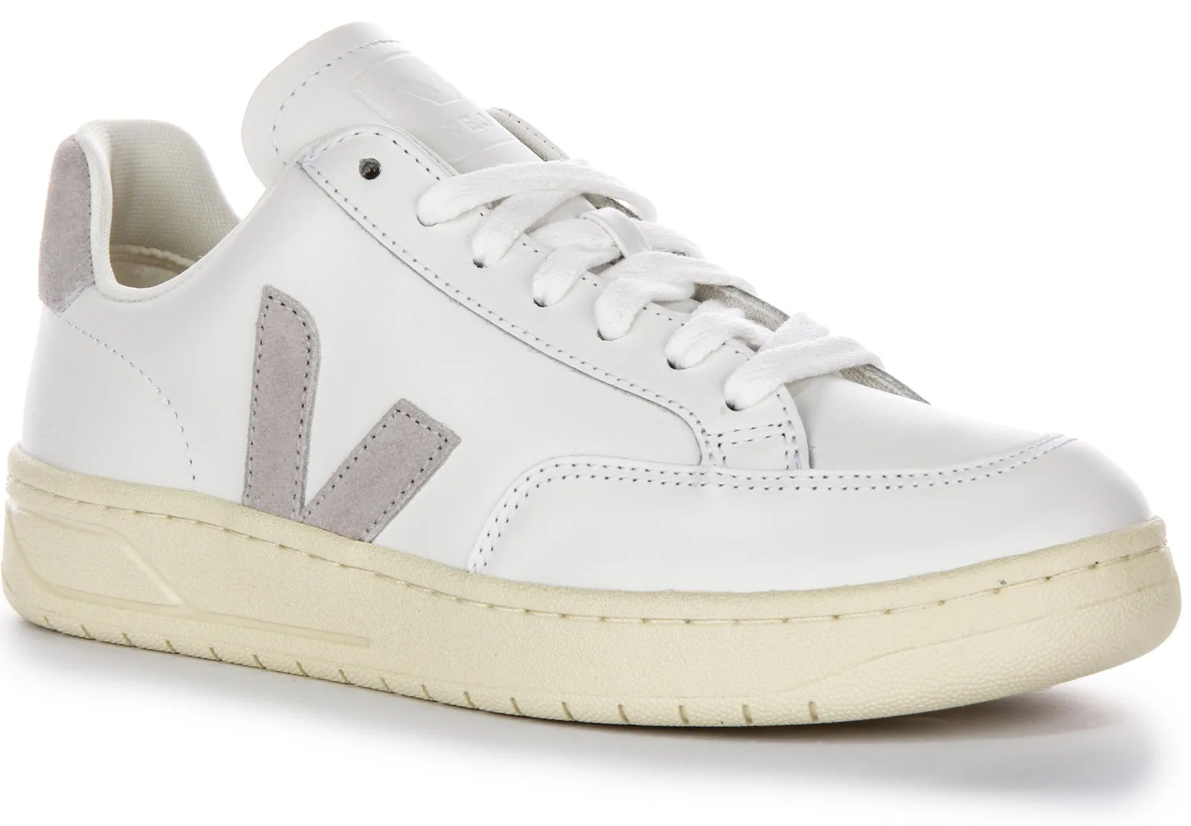 Veja V 12 Leather In White Light Grey For Men