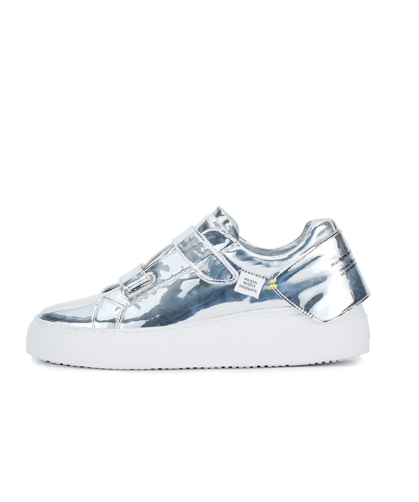 Velcro Strap Tennis Sneakers - Metal/Silver