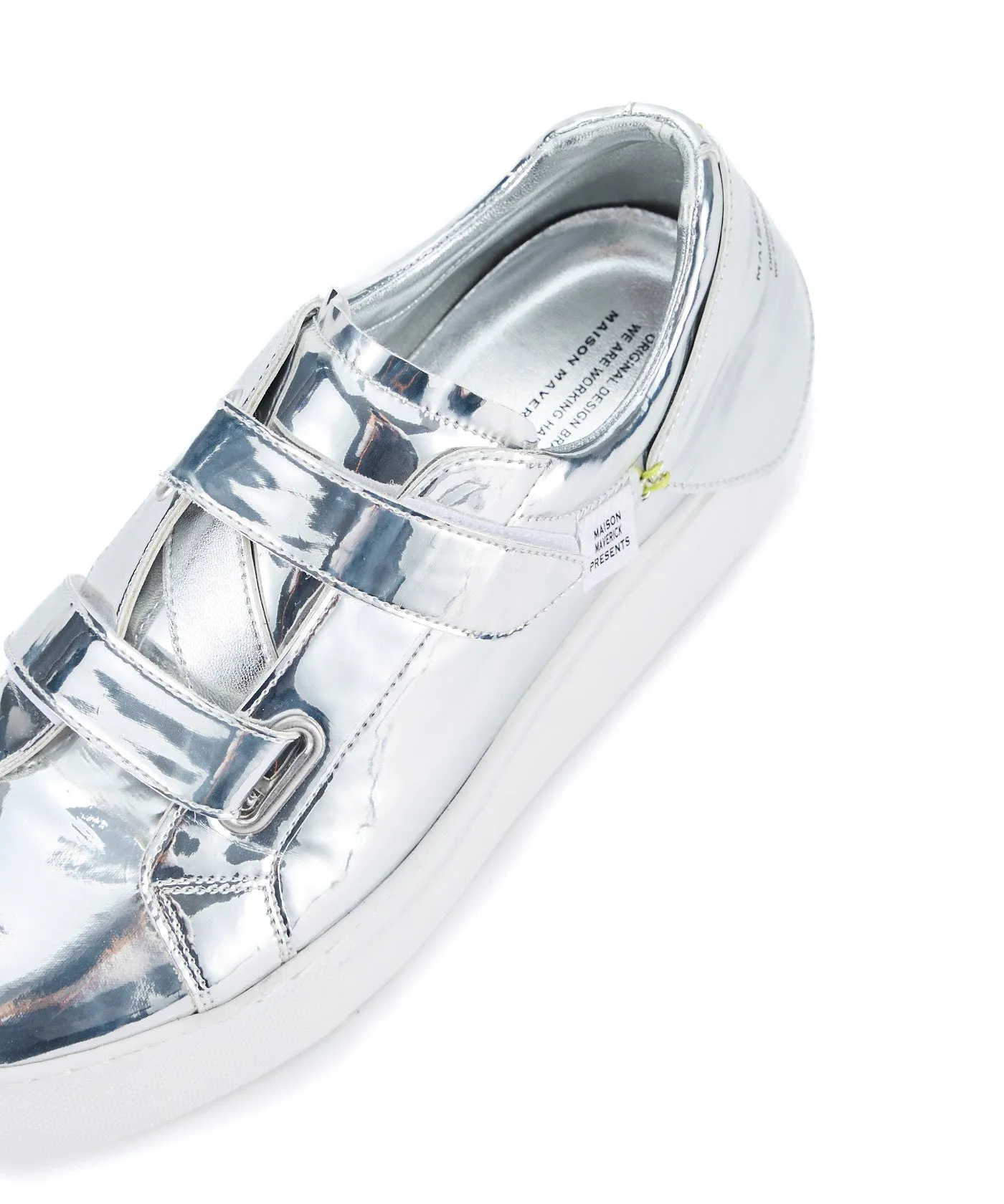 Velcro Strap Tennis Sneakers - Metal/Silver