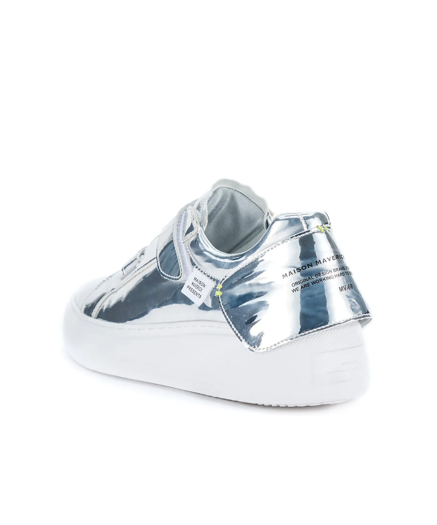 Velcro Strap Tennis Sneakers - Metal/Silver