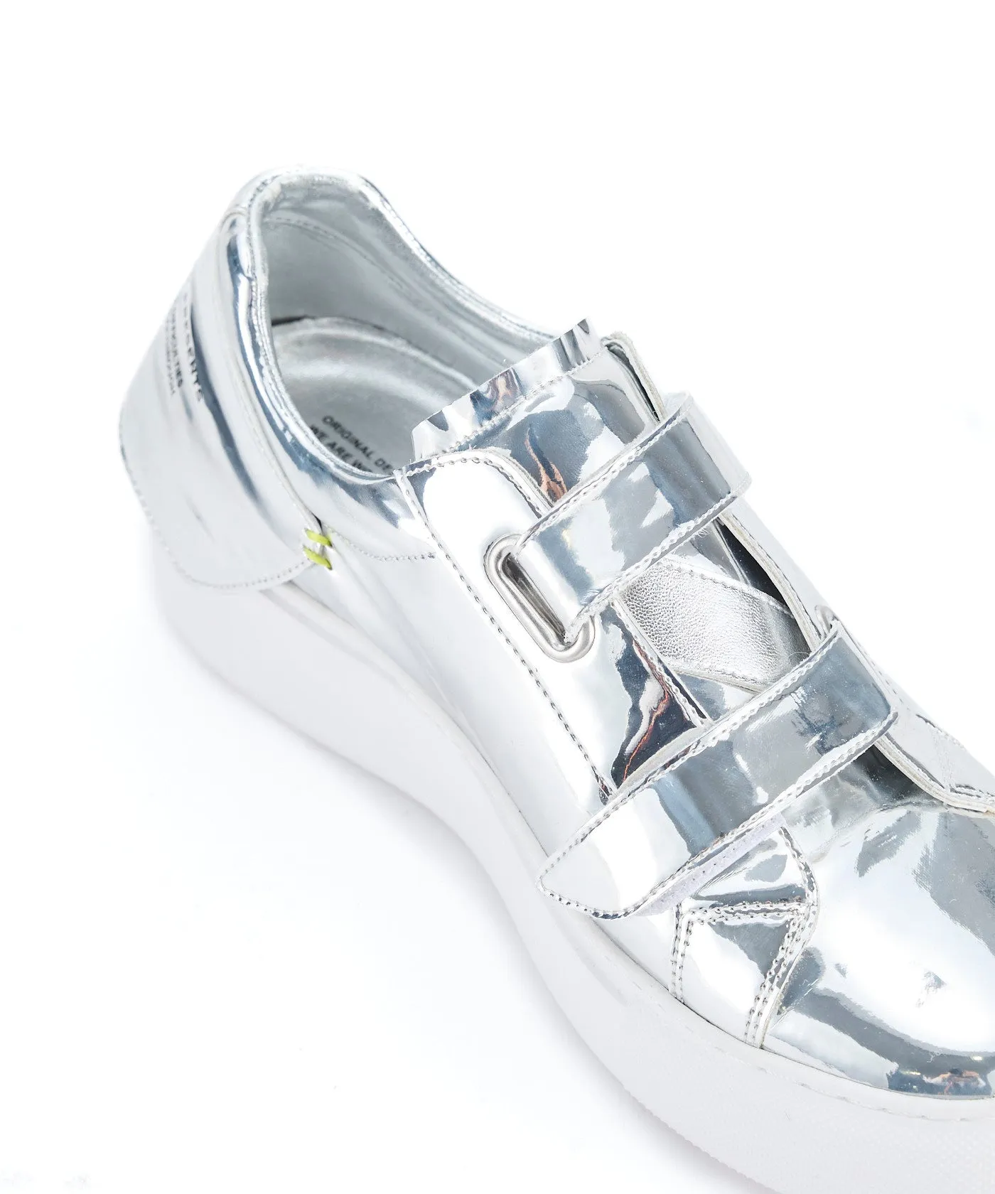 Velcro Strap Tennis Sneakers - Metal/Silver