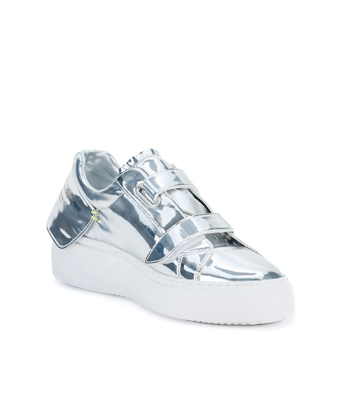 Velcro Strap Tennis Sneakers - Metal/Silver