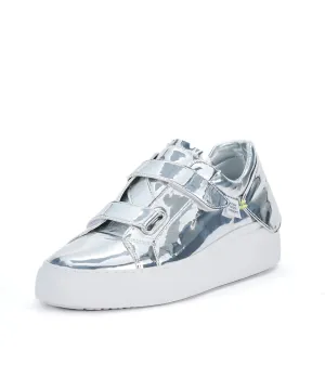 Velcro Strap Tennis Sneakers - Metal/Silver