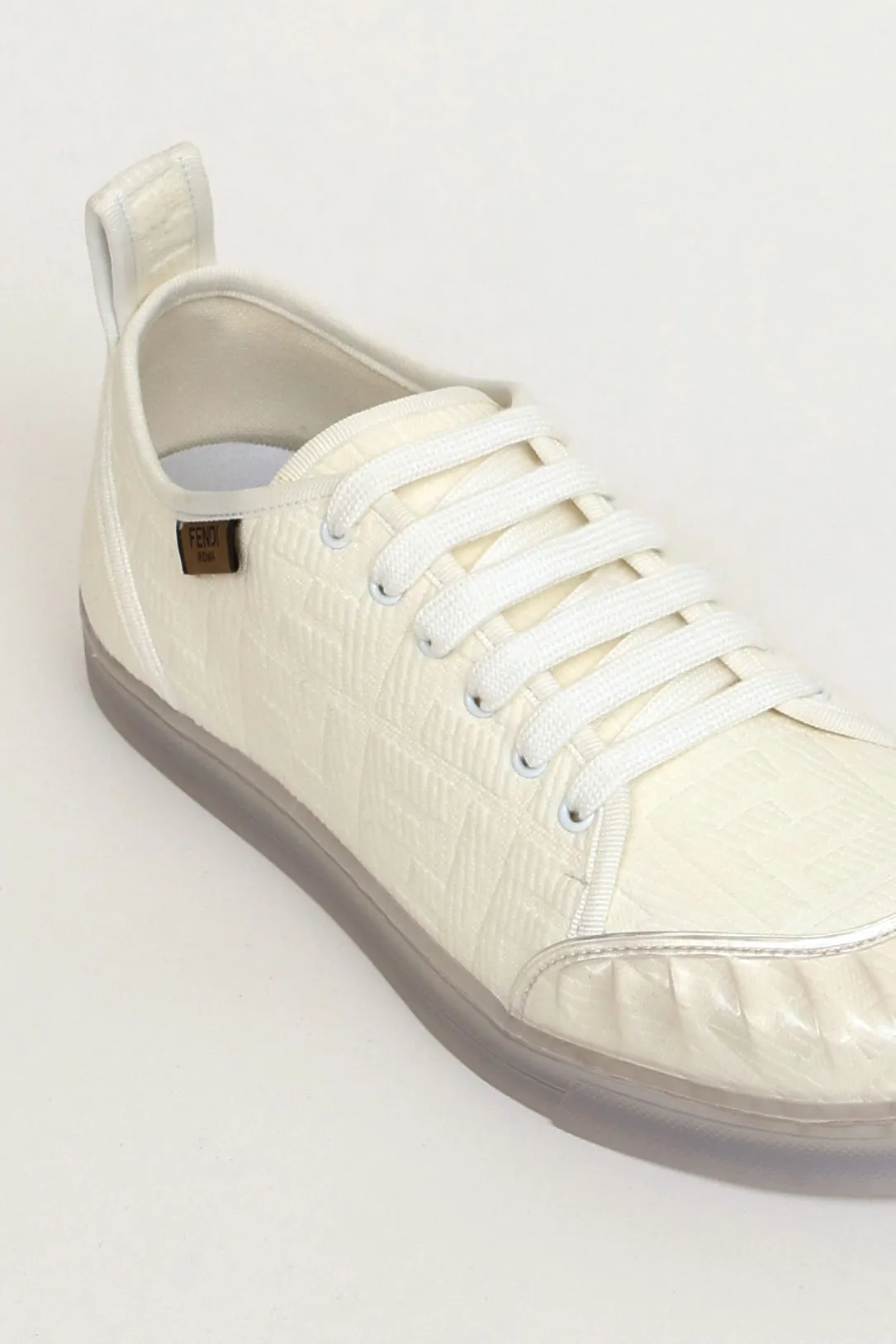 White Canvas FF Promenade Embellished Sneakers