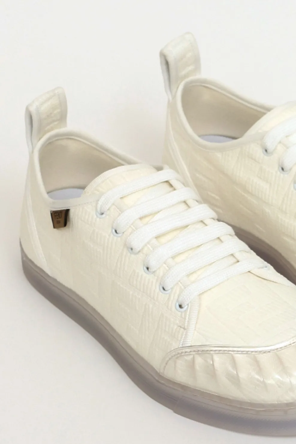 White Canvas FF Promenade Embellished Sneakers