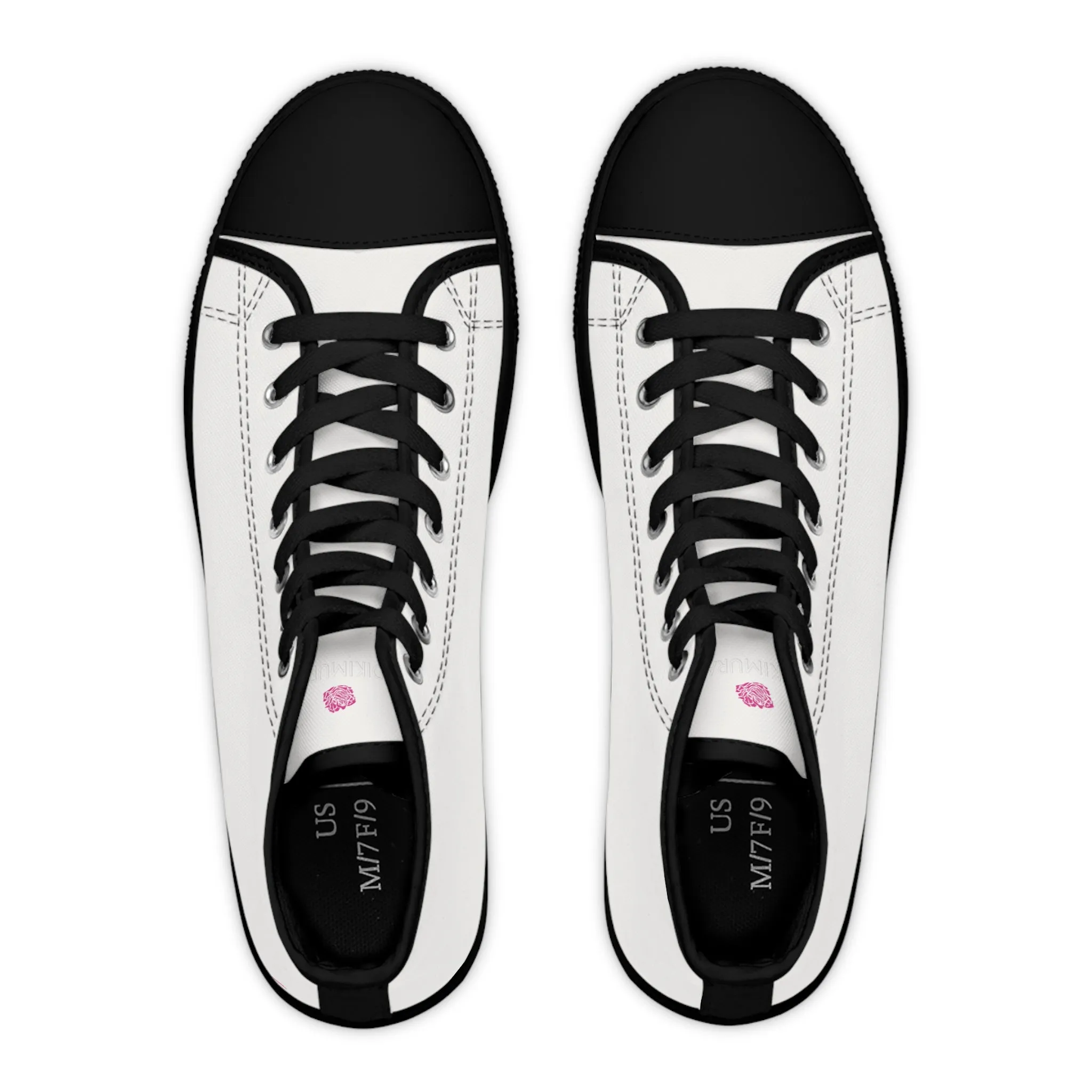 White Color Ladies' High Tops, Solid White Color Best Women's High Top Sneakers Canvas Tennis Shoes