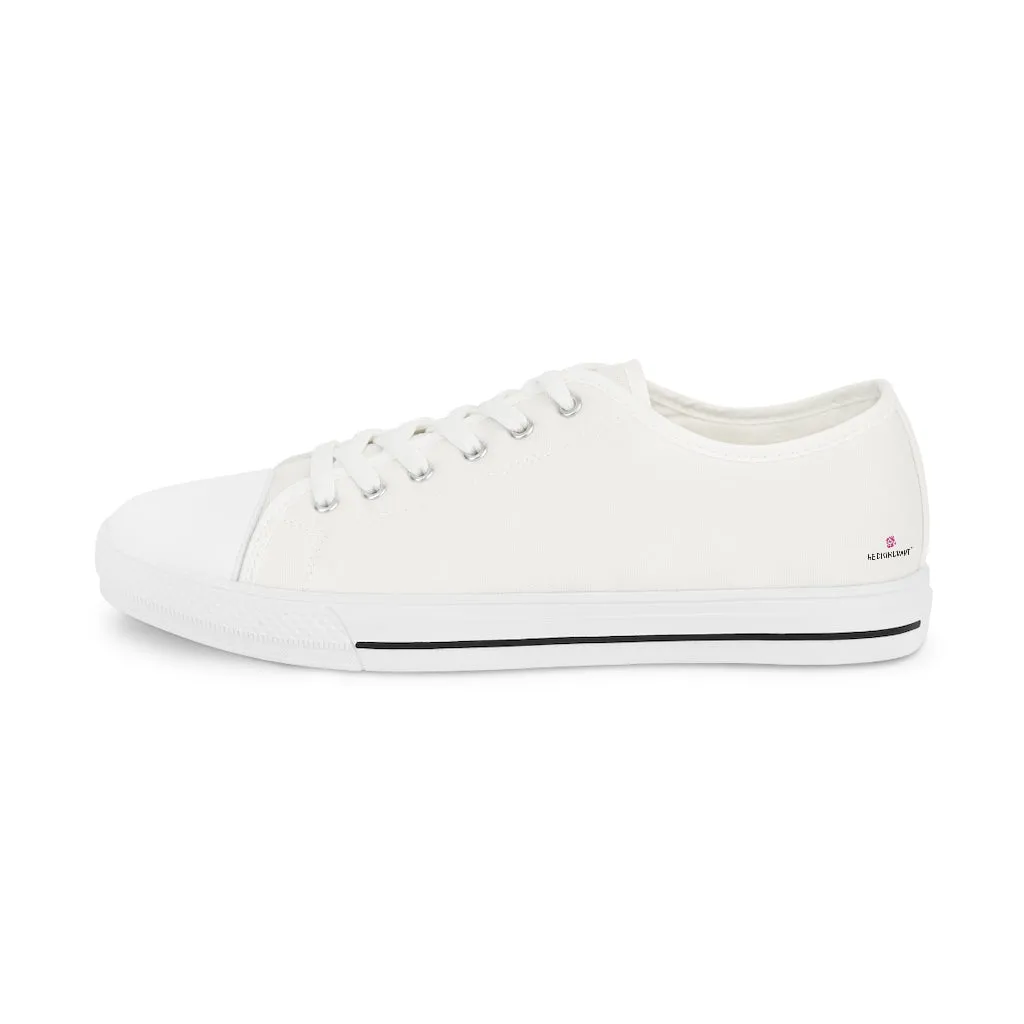 White Color Men's Sneakers, Best Solid White Color Men's Low Top Sneakers Running Canvas Shoes