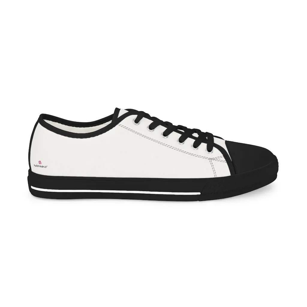 White Color Men's Sneakers, Best Solid White Color Men's Low Top Sneakers Running Canvas Shoes