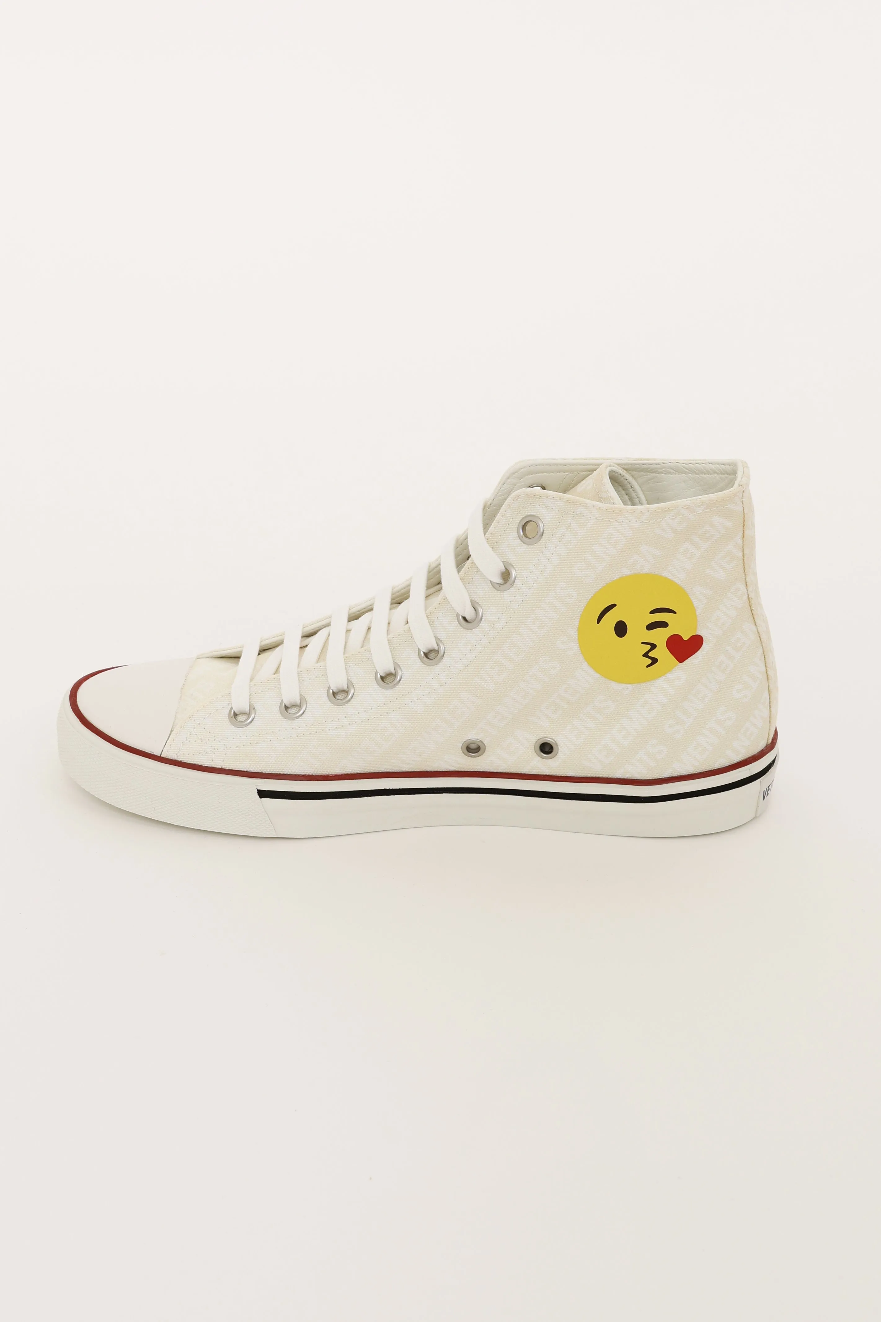 White Emoji Logo Canvas Sneakers