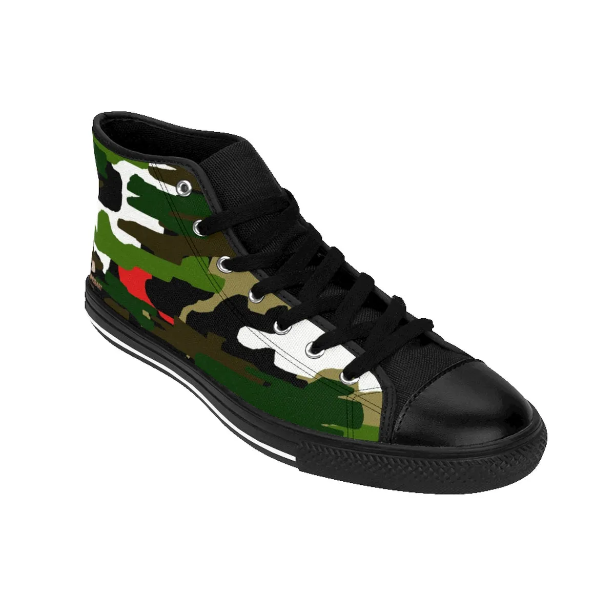 White Red Green Camouflage Army Military Print Men's High-top Sneakers Running Shoes