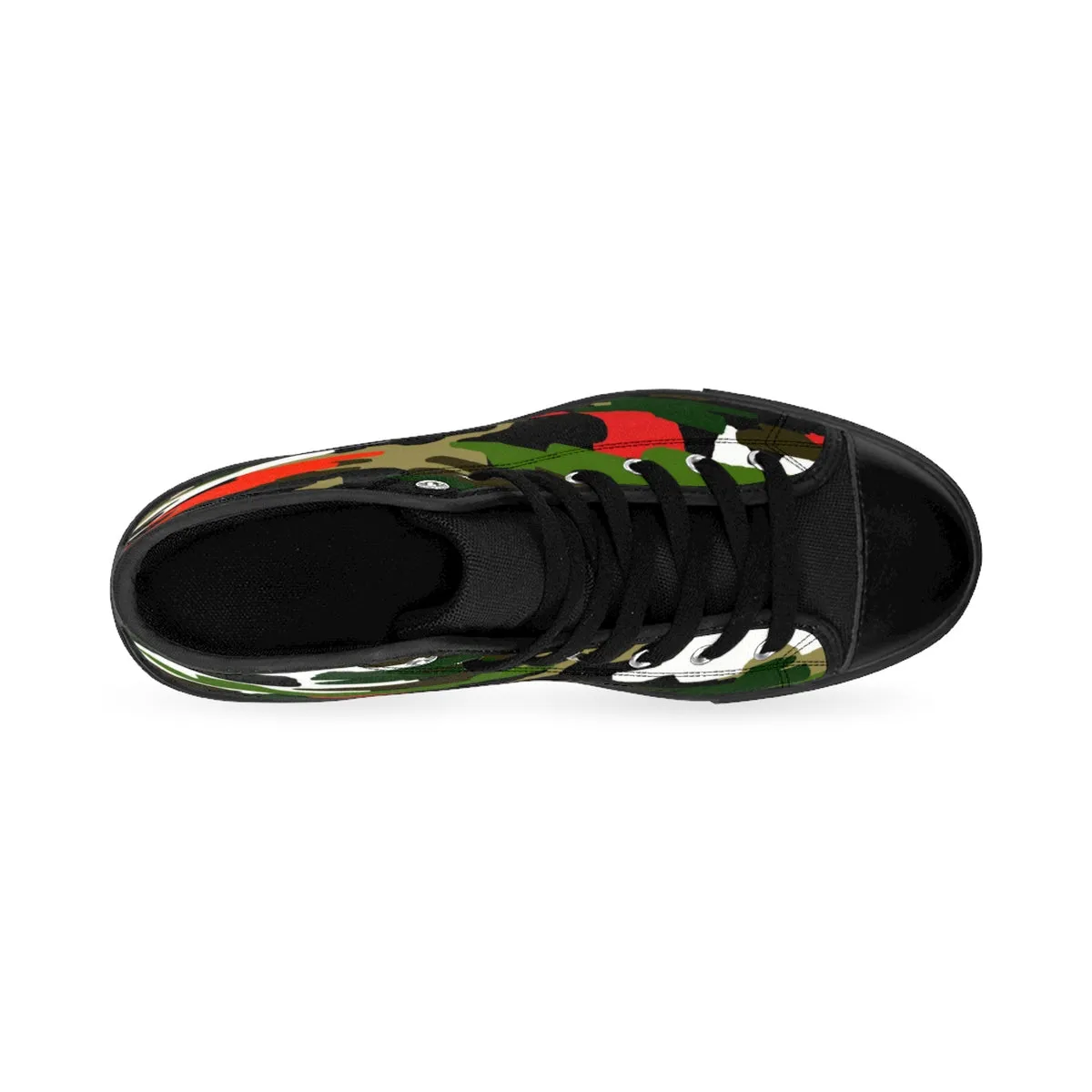 White Red Green Camouflage Army Military Print Men's High-top Sneakers Running Shoes