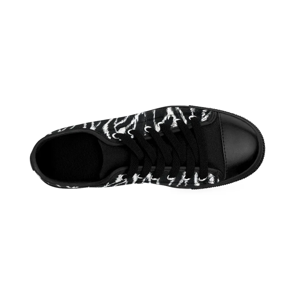 Wild Zebra Men's Sneakers, Best Zebra Stripe Animal Print Low Top Shoes (US Size: 7-14)