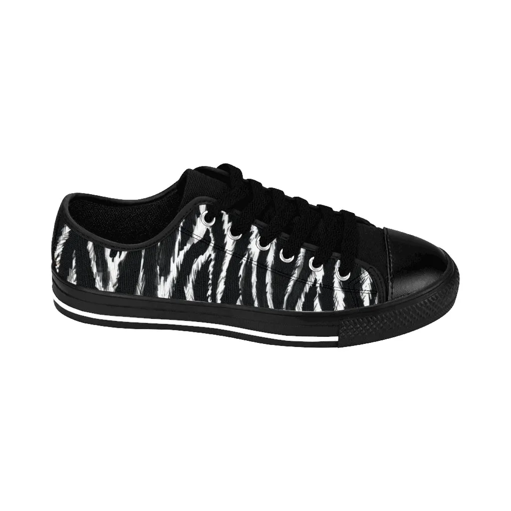 Wild Zebra Men's Sneakers, Best Zebra Stripe Animal Print Low Top Shoes (US Size: 7-14)