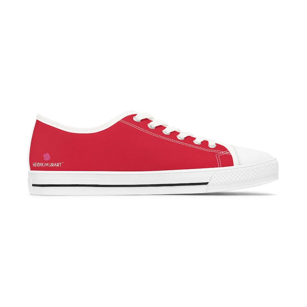 Wine Red Color Ladies' Sneakers, Solid Color Women's Low Top Sneakers (US Size: 5.5-12)