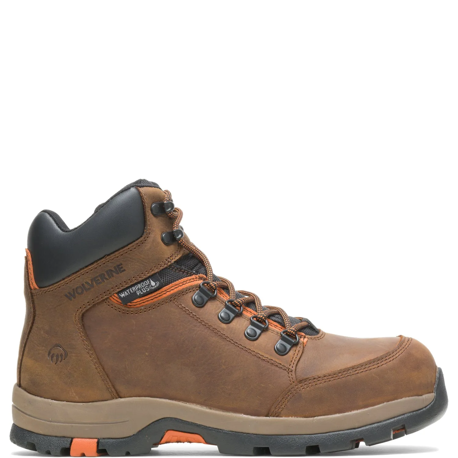 Wolverine Mens Grayson Mid WP ST Brown Leather Work Boots