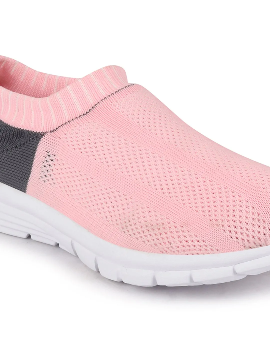 Women Pink/Black Sports Slip-On Walking Shoes