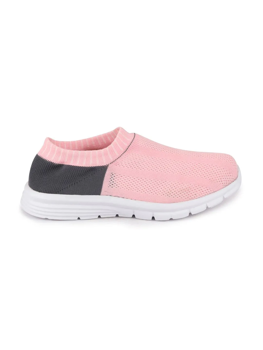 Women Pink/Black Sports Slip-On Walking Shoes