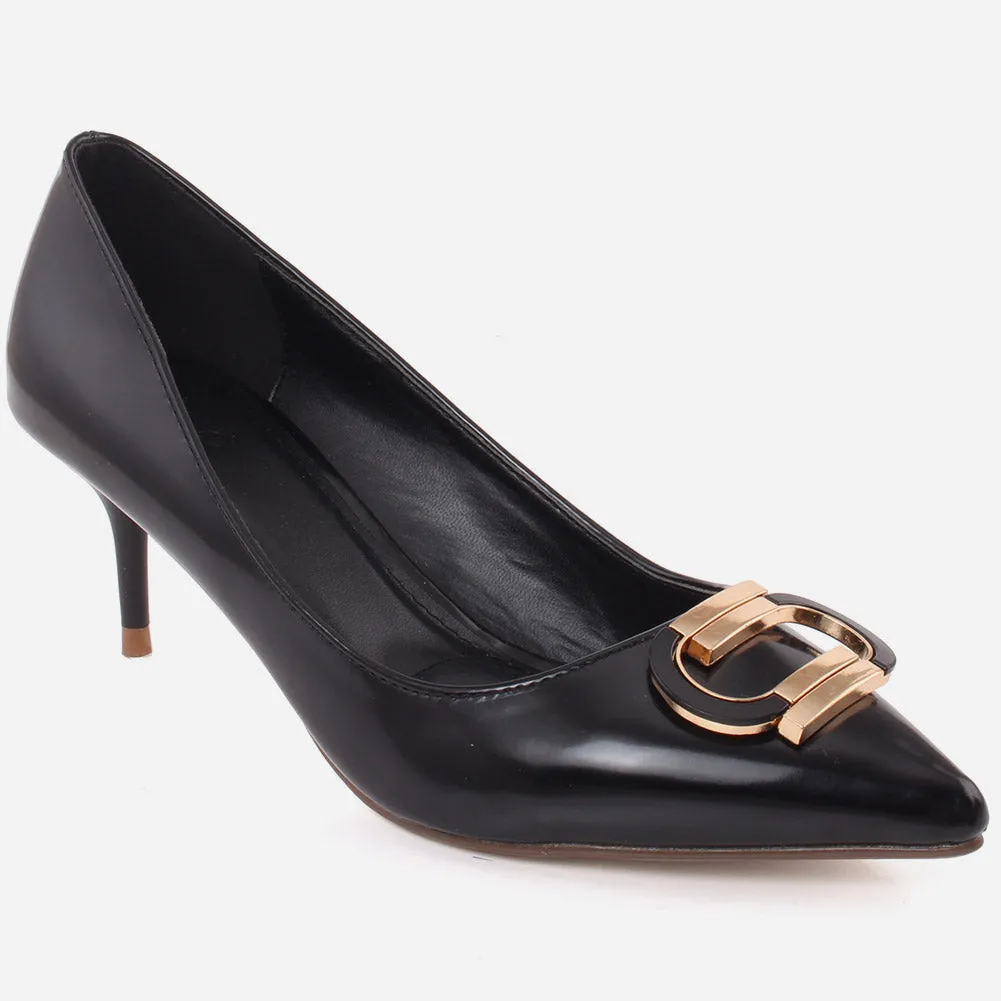 Women ‘Preto' Pointy Toe Court Shoes