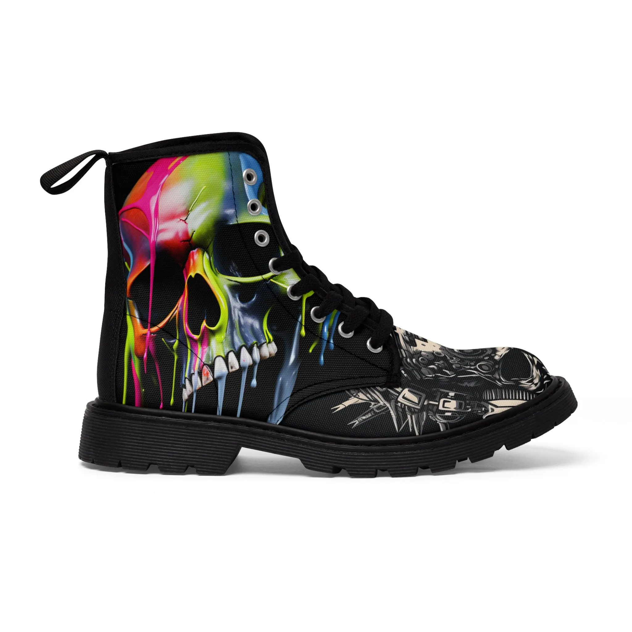 Women's Canvas Boots Skulls