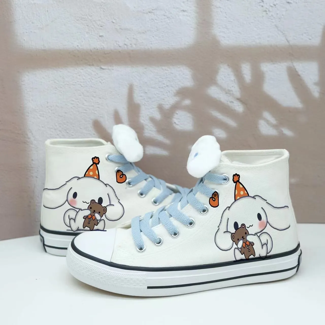 Womens Cute Kawaii Dog Student High Top Canvas