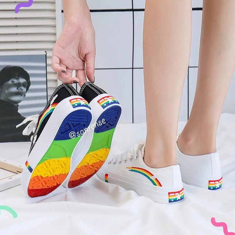 Womens Kawaii Rainbow Canvas Shoes