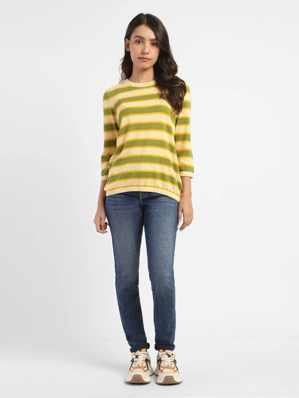 Women's Striped Round Neck Sweater