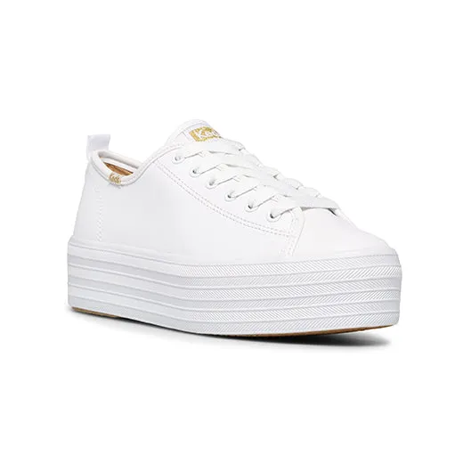 Women's Triple Up Leather Platform Sneaker White (WH61626)