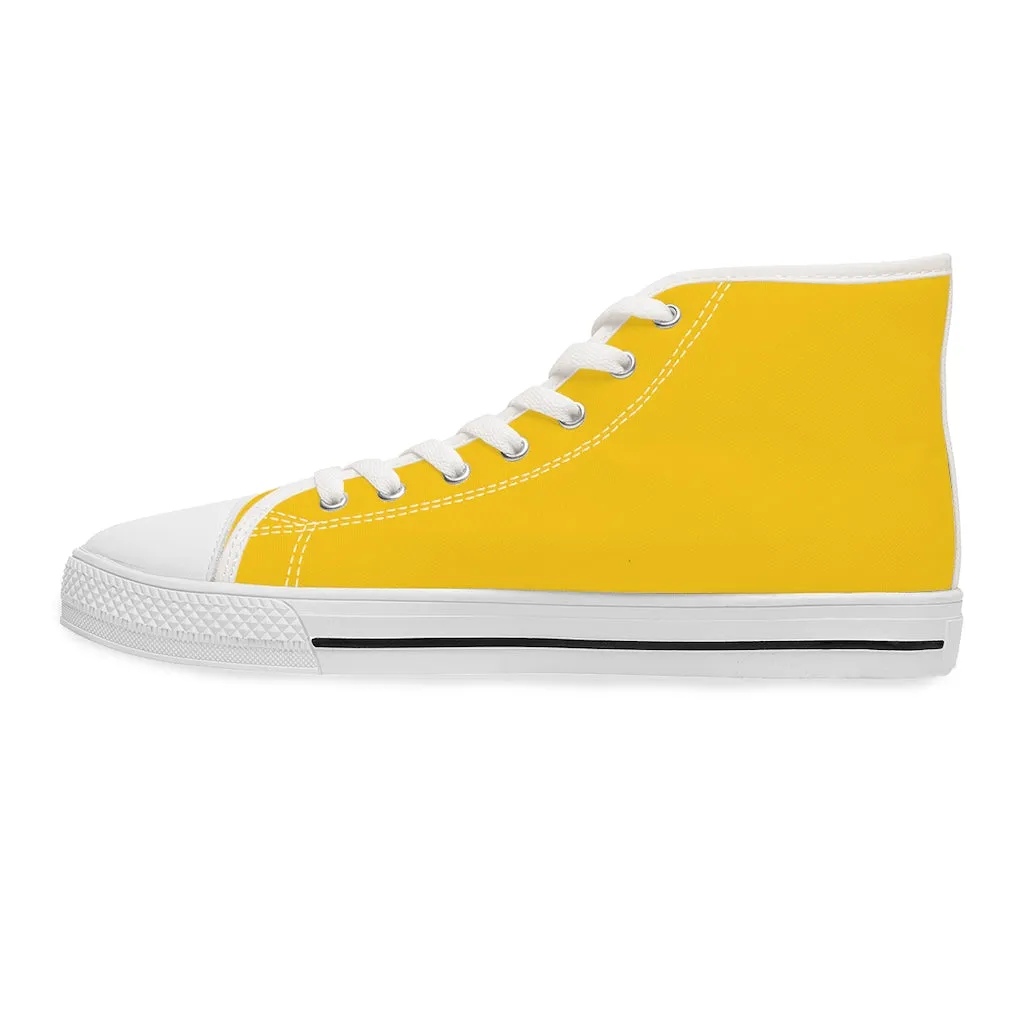 Yellow Color Ladies' High Tops, Solid Color Best Women's High Top Sneakers (US Size: 5.5-12)