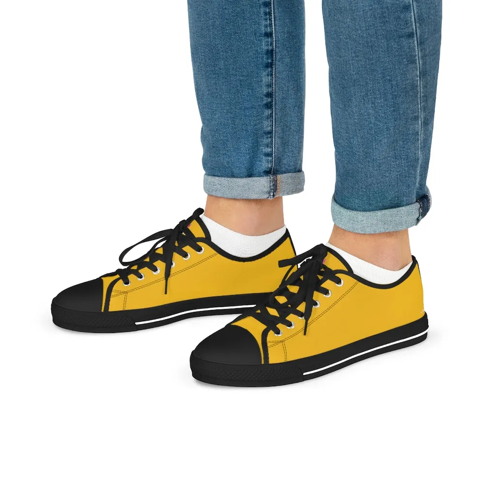 Yellow Color Men's Sneakers, Best Solid Yellow Color Men's Low Top Sneakers Running Canvas Shoes