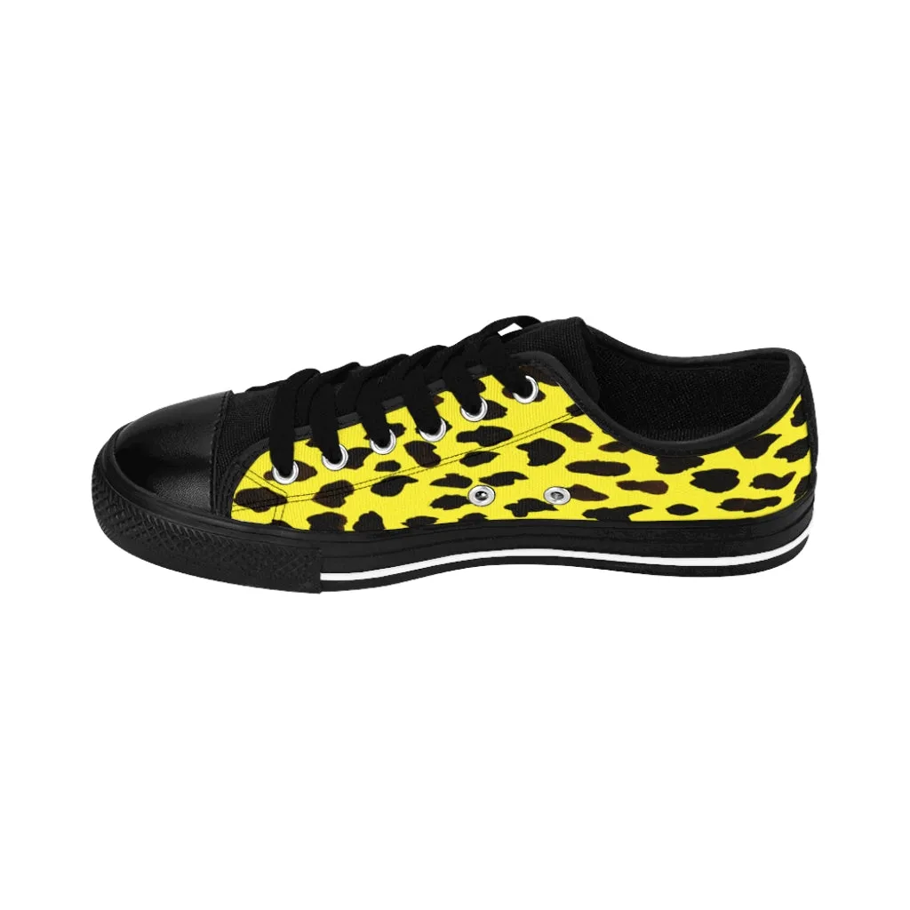 Yellow Leopard Men's Sneakers,  Best Bright Yellow Cheetah Animal Print Fashion Casual Low Top Sneakers For Men