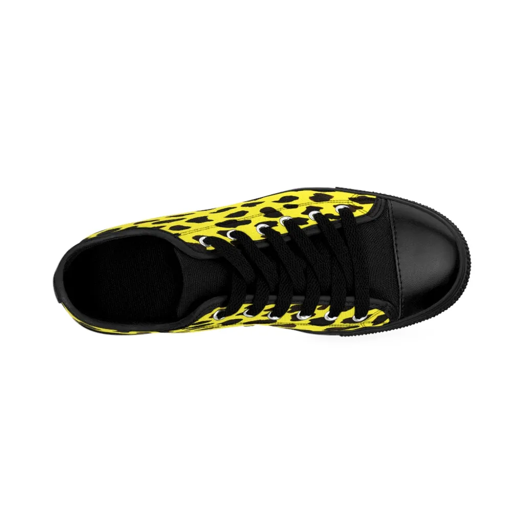 Yellow Leopard Men's Sneakers,  Best Bright Yellow Cheetah Animal Print Fashion Casual Low Top Sneakers For Men