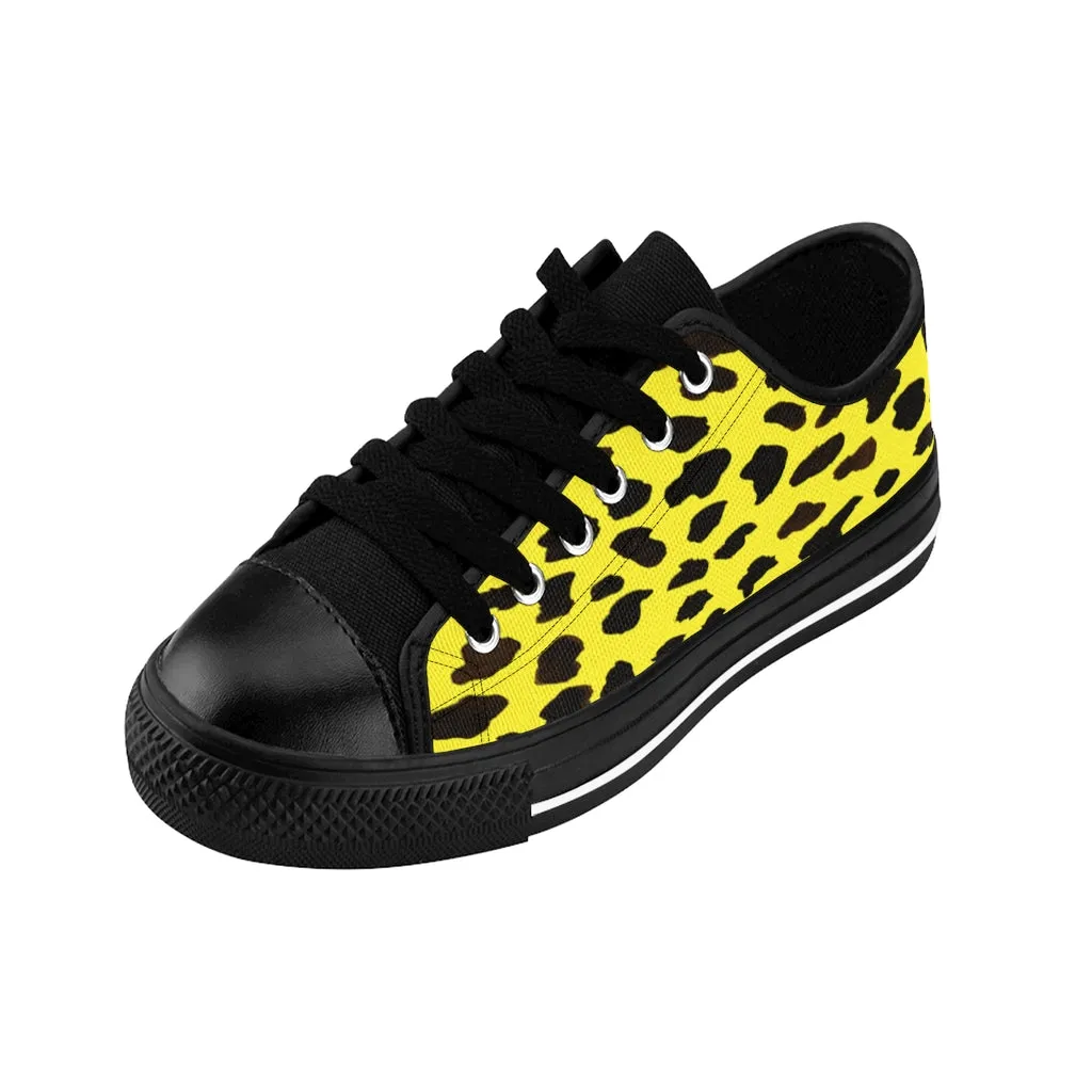 Yellow Leopard Men's Sneakers,  Best Bright Yellow Cheetah Animal Print Fashion Casual Low Top Sneakers For Men