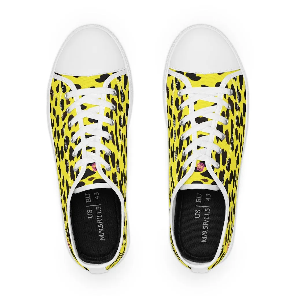 Yellow Leopard Men's Tennis Shoes, Yellow Leopard Animal Print Best Fashion Men's Low Top Sneakers  (US Size: 5-14)