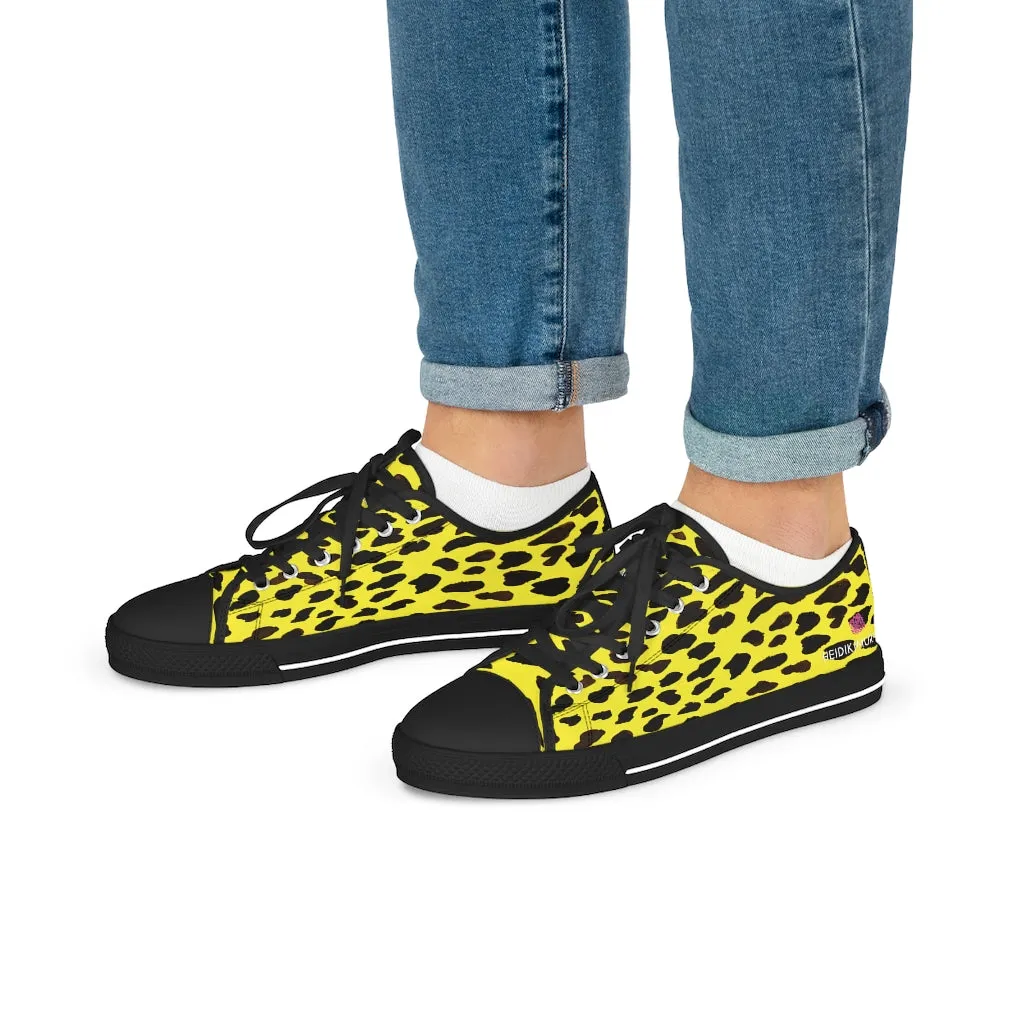 Yellow Leopard Men's Tennis Shoes, Yellow Leopard Animal Print Best Fashion Men's Low Top Sneakers  (US Size: 5-14)