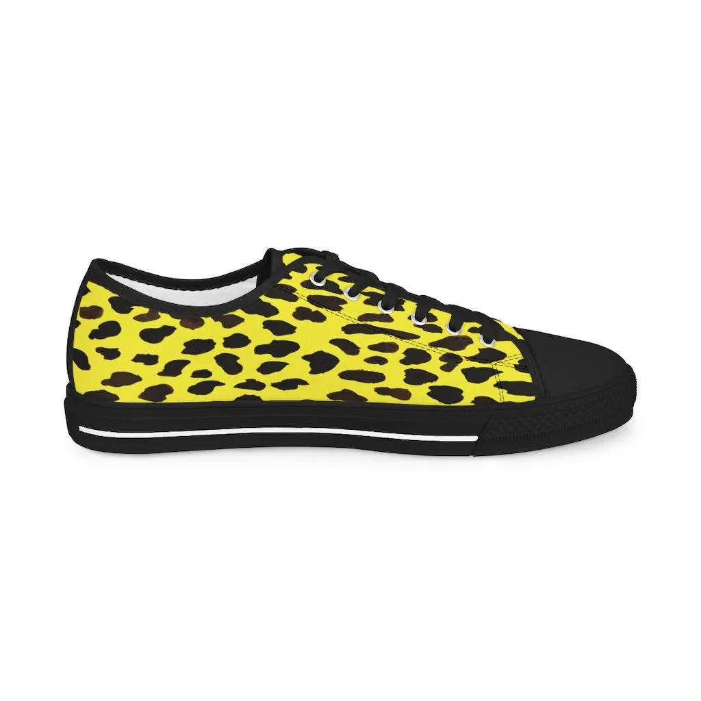 Yellow Leopard Men's Tennis Shoes, Yellow Leopard Animal Print Best Fashion Men's Low Top Sneakers  (US Size: 5-14)