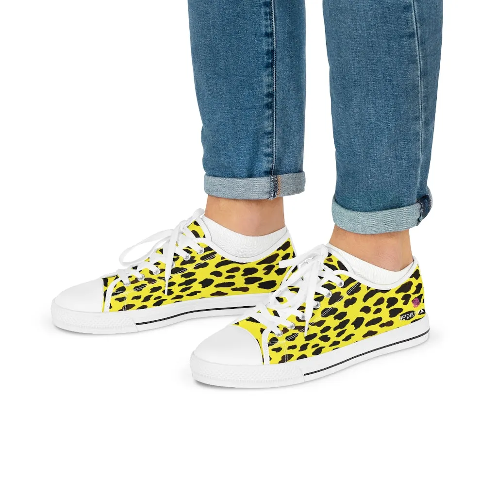 Yellow Leopard Men's Tennis Shoes, Yellow Leopard Animal Print Best Fashion Men's Low Top Sneakers  (US Size: 5-14)