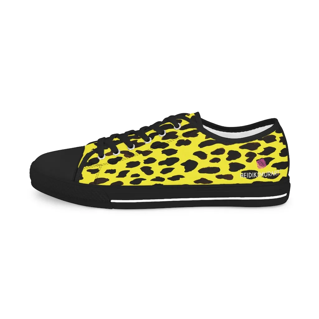 Yellow Leopard Men's Tennis Shoes, Yellow Leopard Animal Print Best Fashion Men's Low Top Sneakers  (US Size: 5-14)