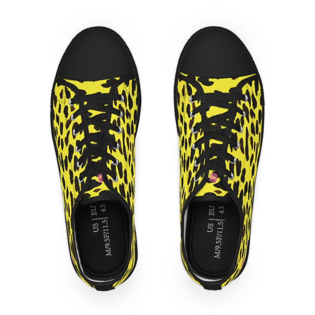 Yellow Leopard Men's Tennis Shoes, Yellow Leopard Animal Print Best Fashion Men's Low Top Sneakers  (US Size: 5-14)