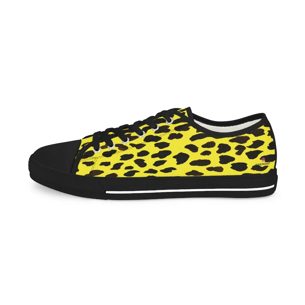 Yellow Leopard Print Men's Shoes, Best Animal Print Men's Low Top Sneakers  (US Size: 5-14)