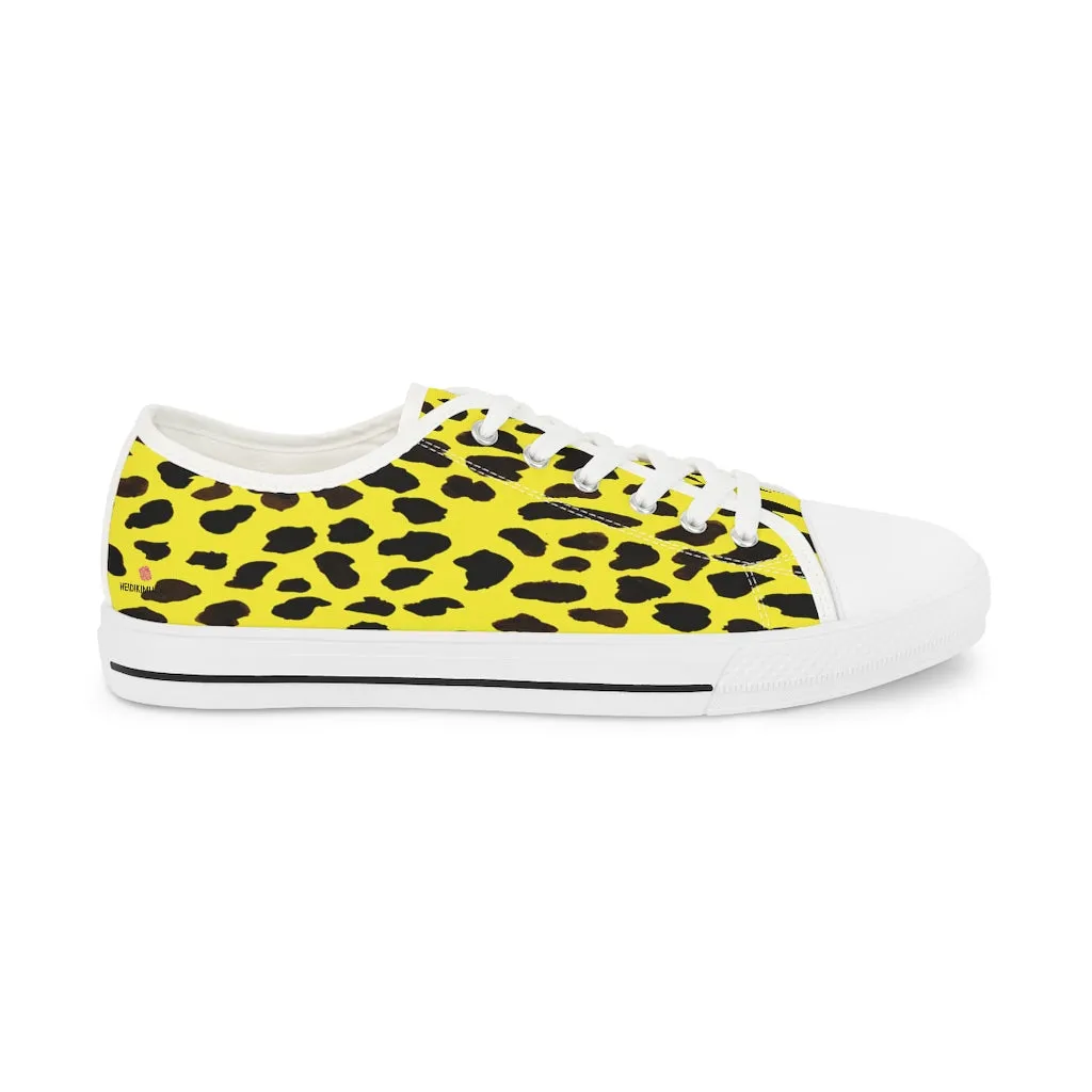 Yellow Leopard Print Men's Shoes, Best Animal Print Men's Low Top Sneakers  (US Size: 5-14)