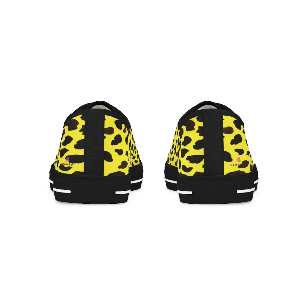 Yellow Leopard Print Men's Shoes, Best Animal Print Men's Low Top Sneakers  (US Size: 5-14)