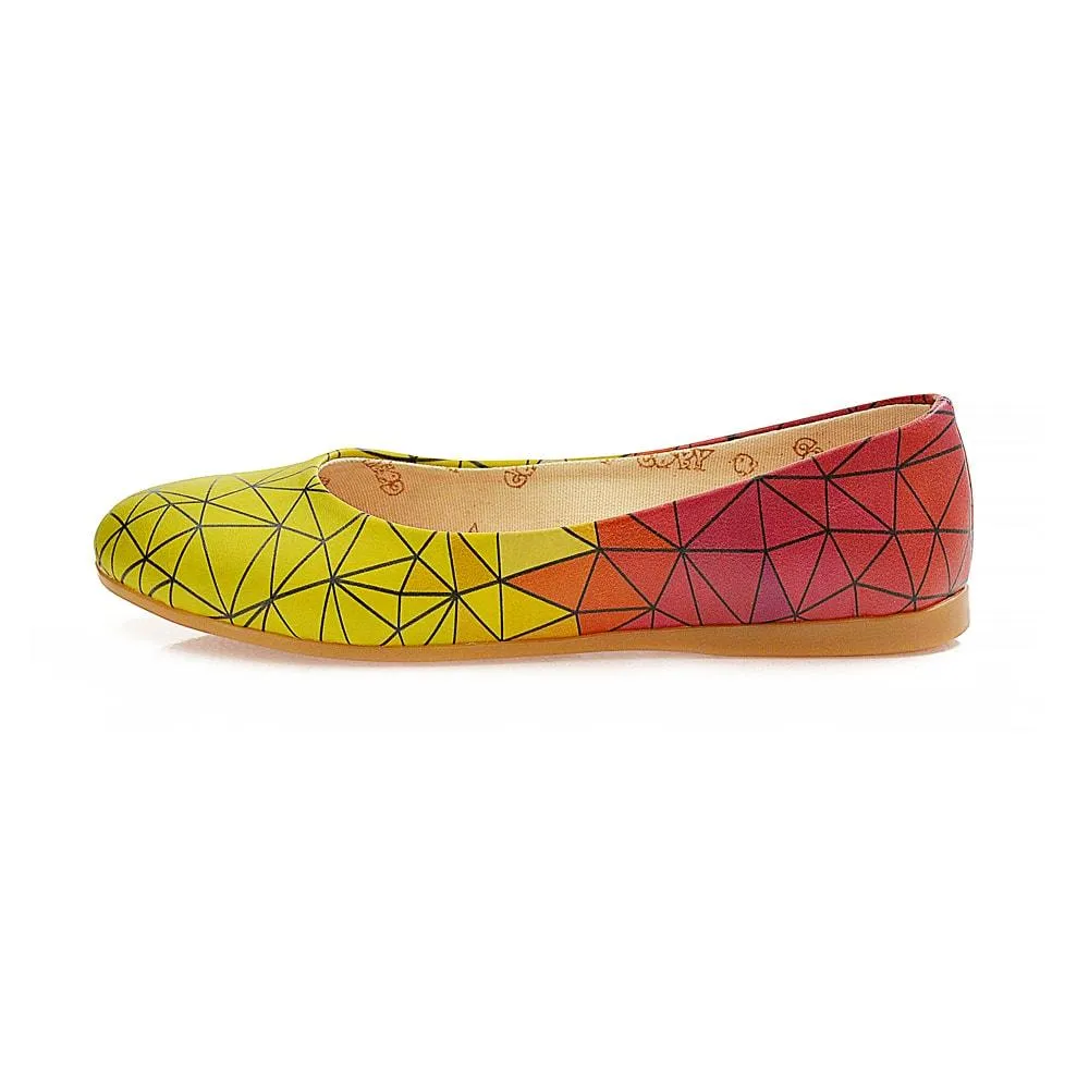 Yellow Red Prismas Ballerinas Shoes 1098