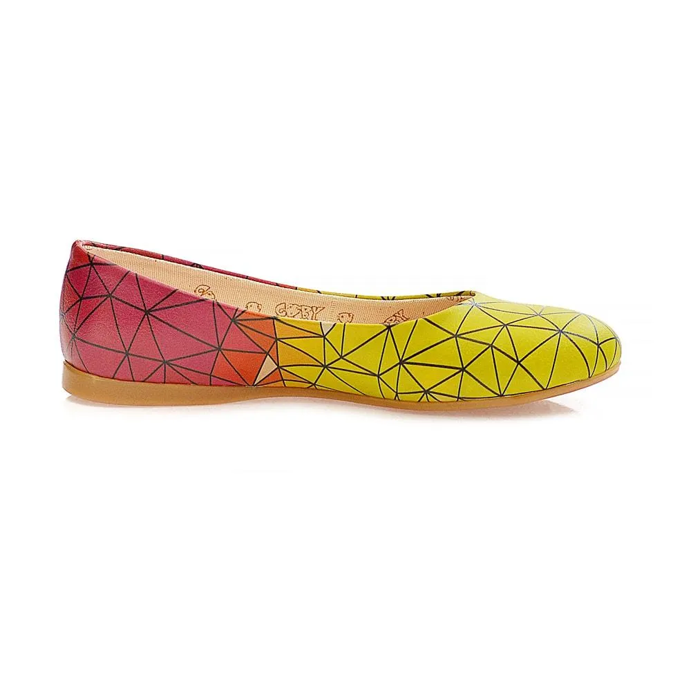 Yellow Red Prismas Ballerinas Shoes 1098