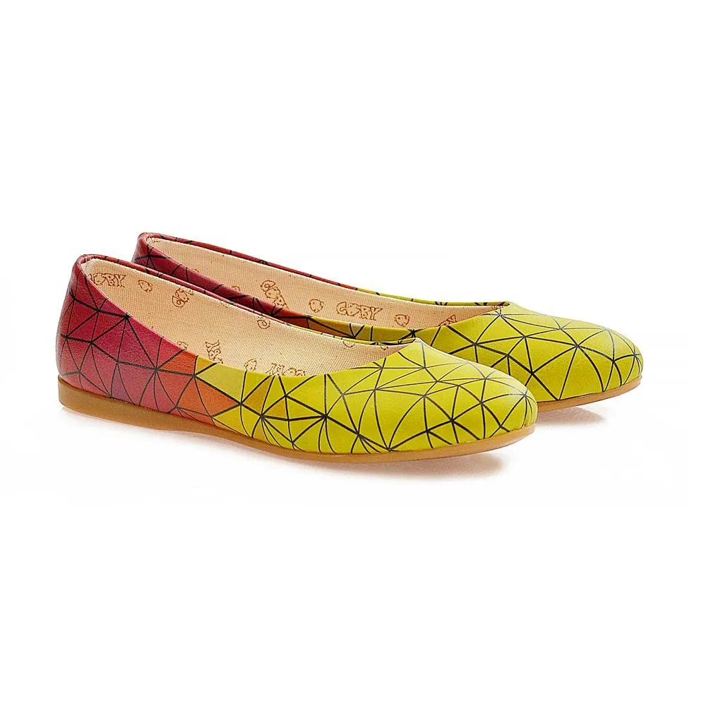 Yellow Red Prismas Ballerinas Shoes 1098