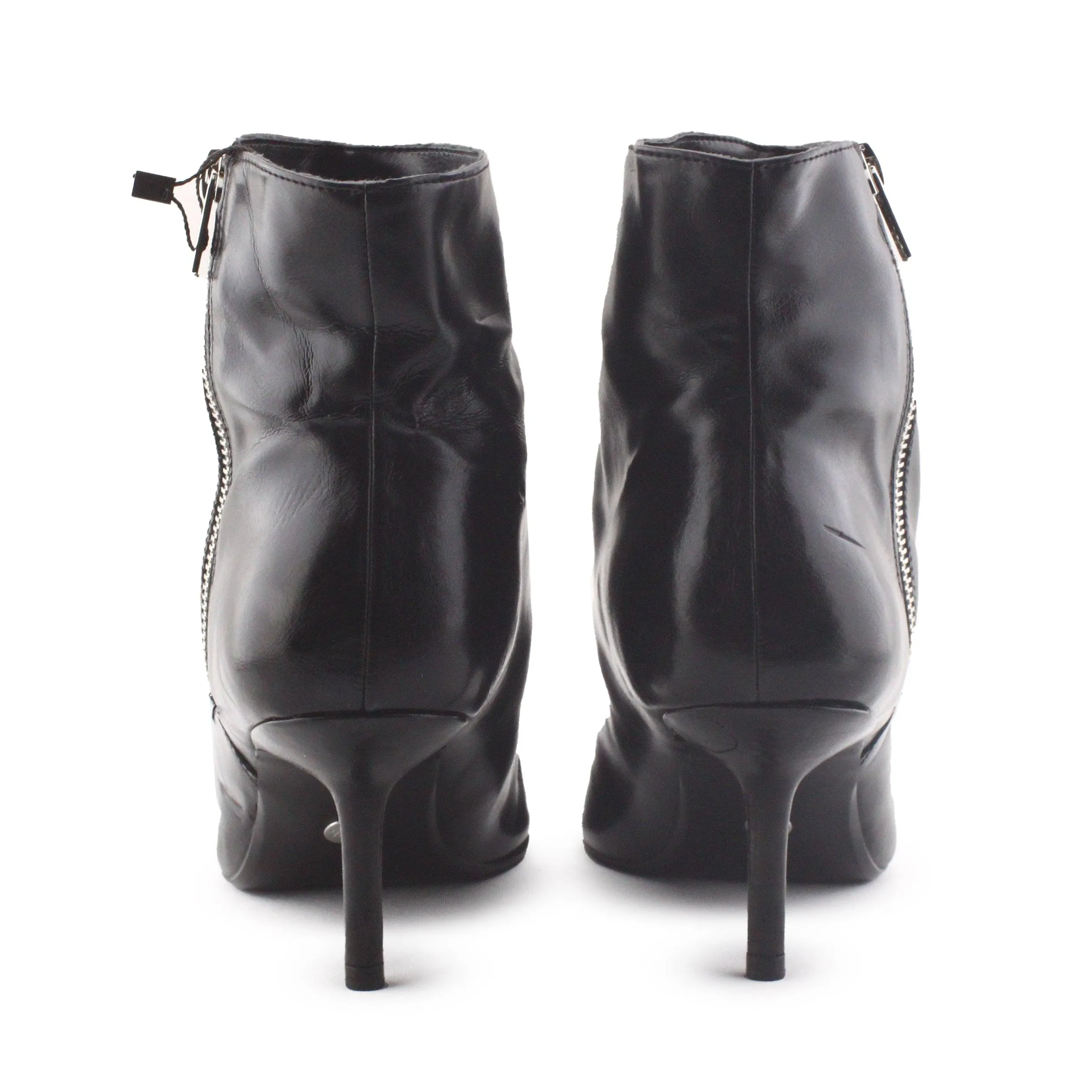 Zara Zipper Kitten Heels Ankle Boots | 100% Synthetic Leather